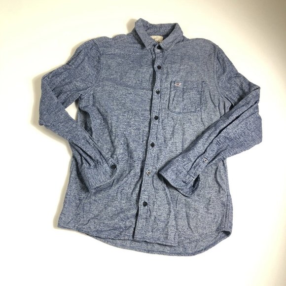 Hollister Blue Logo Chambray Button Down Shirt Size M I68 - Picture 1 of 5